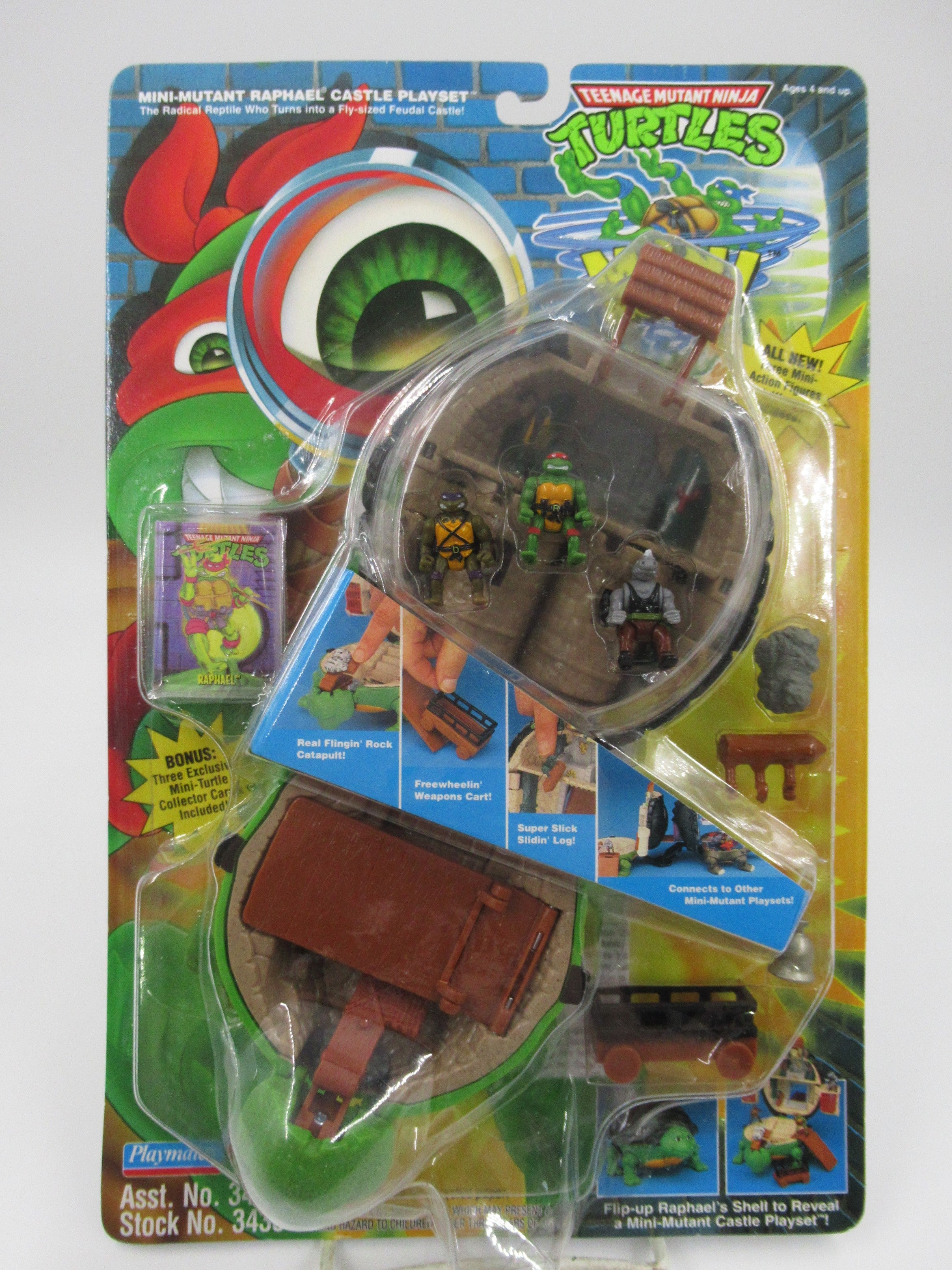 Teenage Mutant Ninja Turtles Mini Mutants Raphael Castle Playset TMNTs- Playmates (1994)